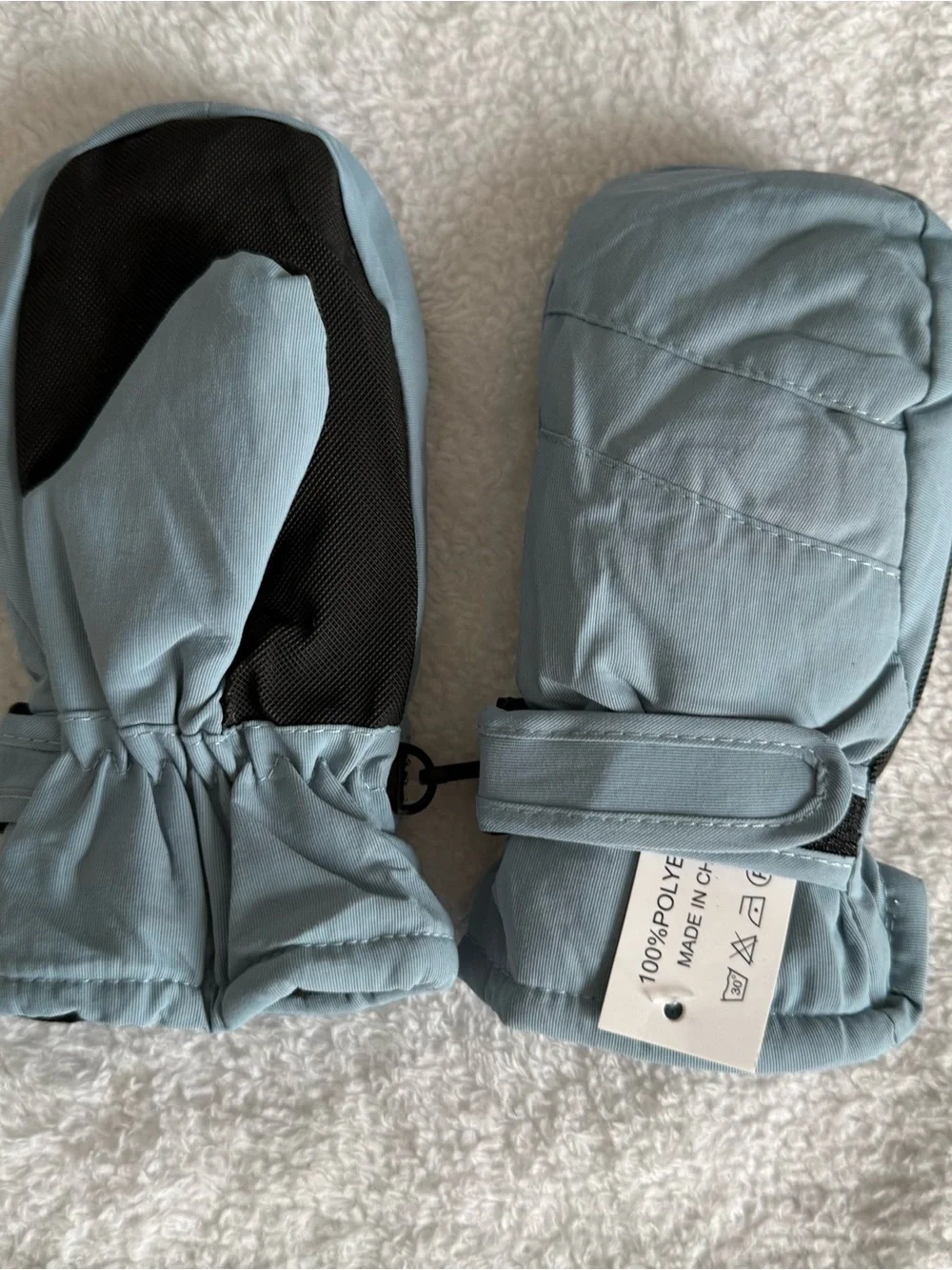 Amazon Kids Light Blue Mittens with Black Palm